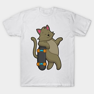 Cat as Skater with Skateboard T-Shirt